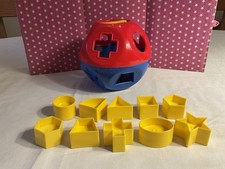 VTG. TUPPERWARE SHAPE-O-BALL SORTING/LEARNING TOY, PRESCHOOL, 100 COMPLETE, EUC