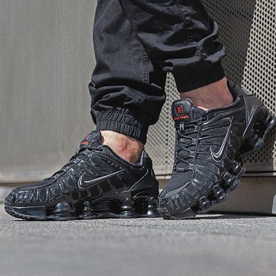 nike shox tl black on feet