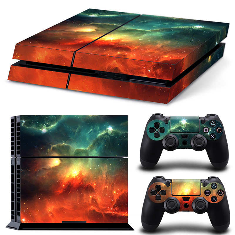 PS4 Playstation 4 Console Skin Decal Sticker Sky Galaxy + 2 Controller Design-image