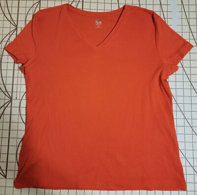 Anne Klein Sport Active Size XL Orange T-Shirt V-Neck