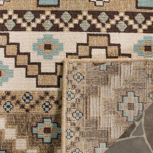 SAFAVIEH Outdoor Rugs 3'x10' Indoor/Outdoor Imported Geometric Cream/Brown - Picture 5 of 9