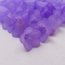 Purple Lilies Flower 14mm Frosted Acrylic Beadcaps B3378 - 50, 100 Or 200PCs