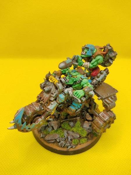 Warhammer 40K Moto sidecar Ork pintada Pro - 40K Ork Warbike sidecar Pro painted