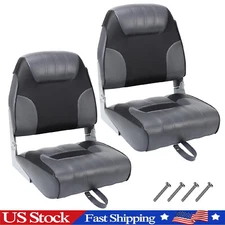 2 Pack Boat Seats Low Back ,Folding Fishing Boat Seat Chair Sponge Padding Gray