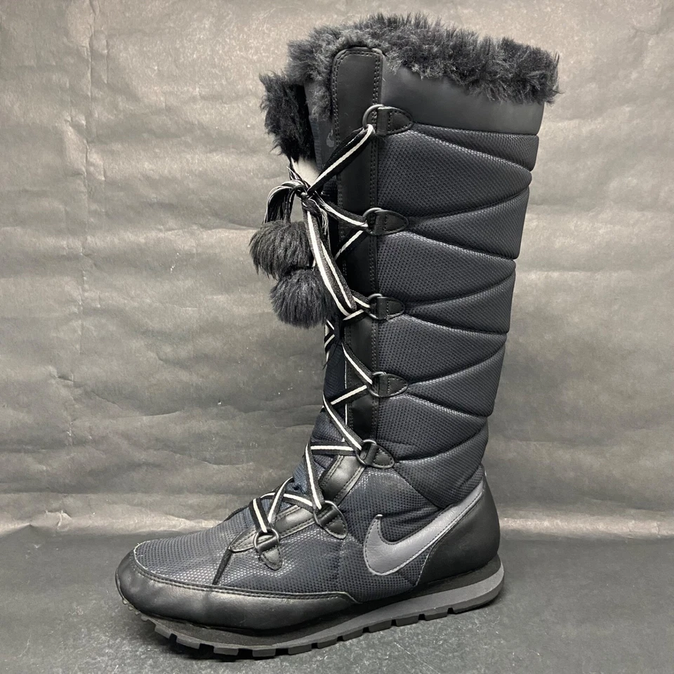 Sz 11- Nike Apres Skyhigh Knee High Winter Snow Boots Faux Fur Lace Up Womens - Image 4 of 4