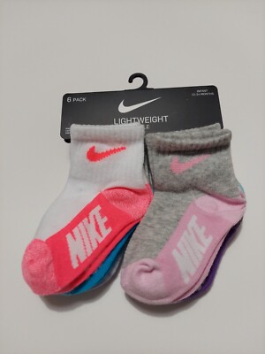 NIKE 6 PACK LIGHTWEIGHT, INFANT ANKLE SOCKS, SIZE 12 TO 24 MONTH