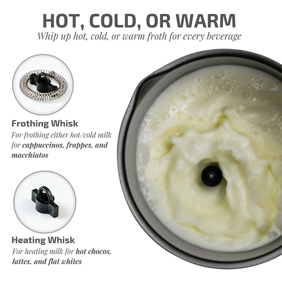 Espumador y vaporizador de leche eléctrico de acero inoxidable Ovente, blanco FR1208W Foto 2 de 4