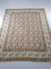 Vintage French Indian Block Print Wool Paisley Piano Shawl 81x68 inches