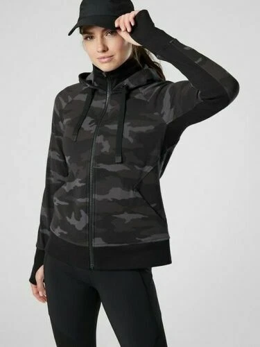 EUC Athleta Triumph Printed Hoodie Jacket, Camo SIZE S #511504 T1207