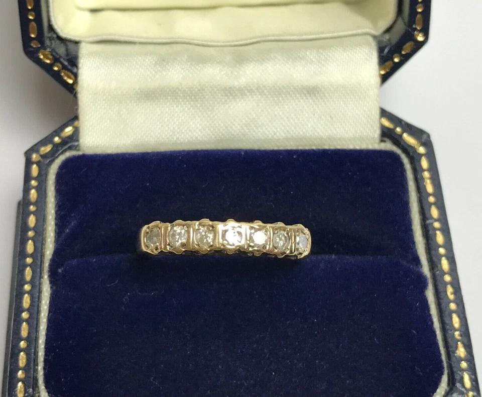 Art Deco Style 0.25ct Diamond Half Eternity 9ct Gold Vintage Ring - Size k 1/2 - Image 3 of 4