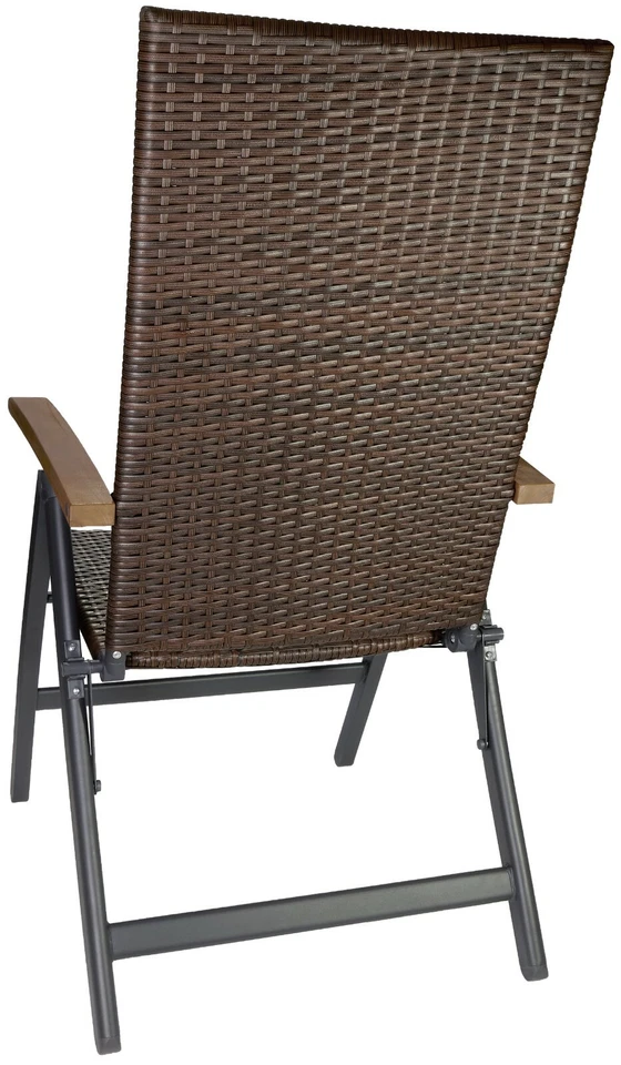 Sitzgruppe Rattan Klappbar Hochlehner Garten Stühle und Tisch Glastisch Rund 70 - Bild 4 von 4