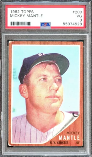 BB - 1962 Topps - #200 - Mickey Mantle - PSA 3 - VG