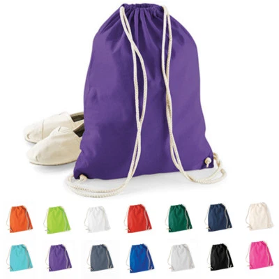 Westford Mill Baumwolltasche Zuziehbeutel Turnbeutel Sportbeutel Gymsac Sack