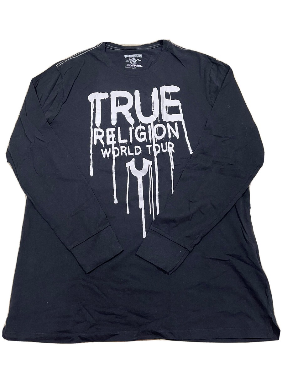 Tシャツ・カットソー [True Religion] TR World Tour T-Shirt White/Black True Religion World Tour Black Graphic Long-sleeve T-shirt