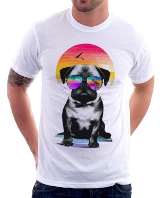 Mops Leben Hund süß Sommer Mops weiß bedruckt T-Shirt OZ9412