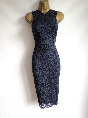 Coast navy ethnic lace wiggle pencil dress size 18