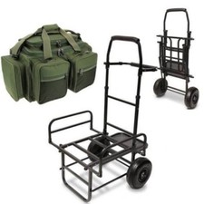 Carrello da Pesca NGT Dynamic Barrow Pieghevole Piatto Base Grande + Borsa da Trasporto XPR Verde
