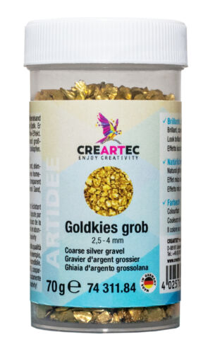 CREARTEC Goldkies UNI 70g glänzender Kies Gestaltung gefärbtes Glasgranulat - Bild 1 von 5
