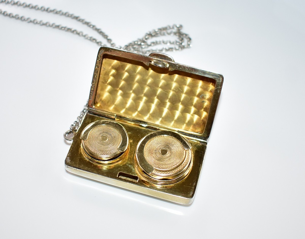 BRILLIANT Antique *STERLING ENAMEL GUILLOCHE* COIN HOLDER Locket *R. BLACKINTON* View 4