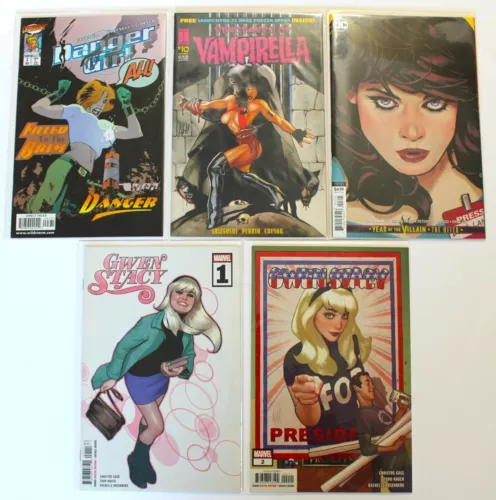 Adam Hughes Cover Lot-Veng of Vampirella 10, Superman 13, Gwen Stacy 1,2, DG 3