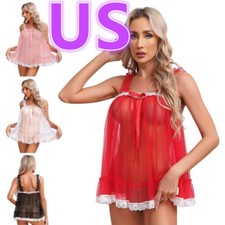 Women Lingerie Crop Tops Lace Babydoll Chemise Bras Camisole Sheer Mesh Vest