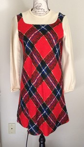 1960s jumper plaid 1970s dress