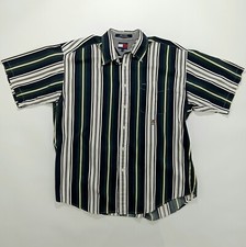 Vintage 90s Tommy Hilfiger Men's SS Button Up Shirt Size L Crest Stripes