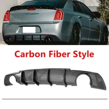 Carbon Fiber Rear Bumper Lip Diffuser PP Shark Fin Fits for 15-23 Chrysler 300