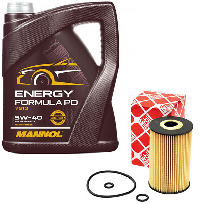 Motoröl Set 5W-40 5 Liter + Ölfilter 36634 für Seat Ibiza Skoda