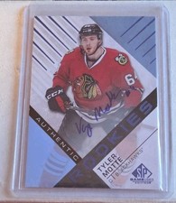 2016-17 Tyler Motte Upper Deck SP Game Used Authentic Blue Auto Rookie Card. rookie card picture