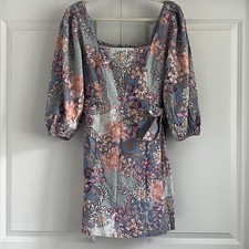 Vince Camuto Women's Floral Puff Sleeve Mini Dress NWT Size 14