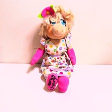 Kid Dimension 12" Miss Piggy Plush 1993 Muppets Fruit Dress Pink Gloves Vintage