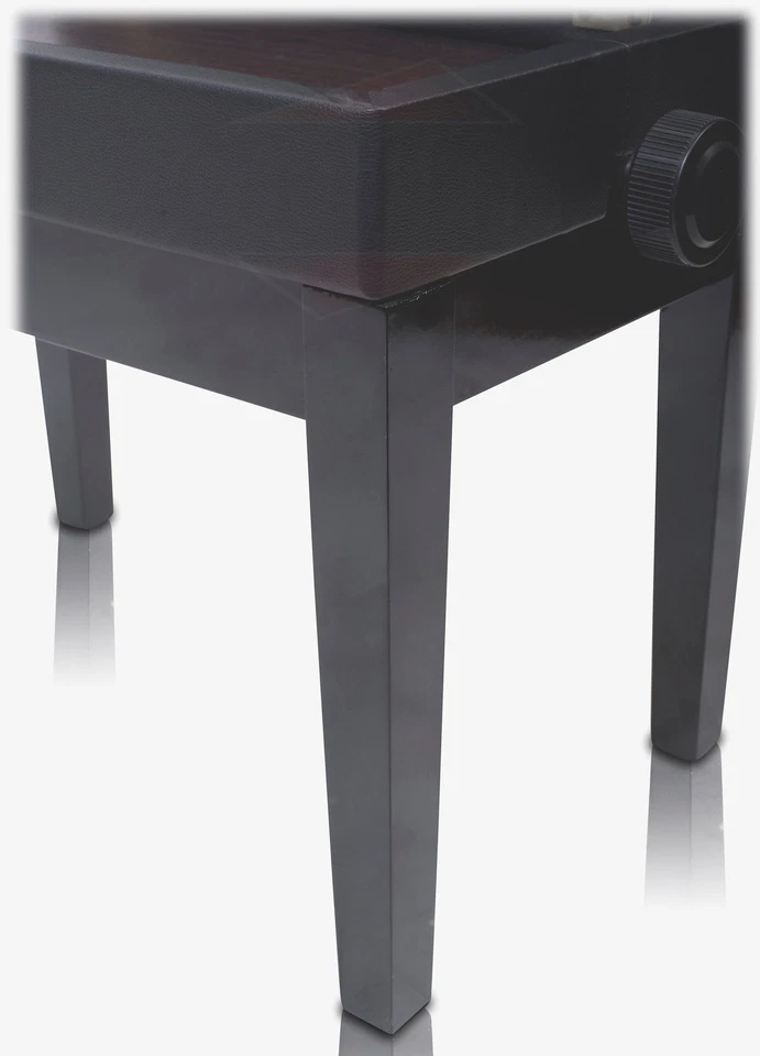 GRIFFIN Black Leather Piano Bench - Wood Vanity Stool Keyboard Seat Guitar Chair - Image 4 of 4