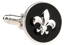 Fleur De Lis Cufflinks Pair Gift Box Polishing Cloth Mens Jewelry Accessories