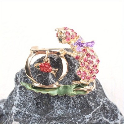 1pc Cat and Fish Brooch - Friend Gift, Fits Dresses, Galas & Parties