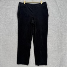 Talbots Pants Womens 12 Black Velvet Side Zip Straight Leg Dress Trousers Career