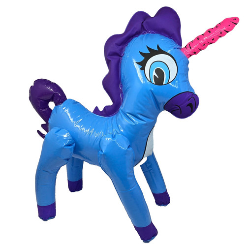 VINTAGE 1998 NORTHEAST INFLATABLE BLOW UP BLUE + PURPLE UNICORN CARNIVAL PRIZE