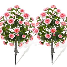 Lunmon 2 Pack 3ft Artificial Camellia Plants Tree 36" Faux Camellia Flower wi...