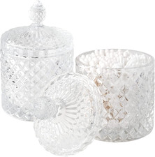 Thick Glass Apothecary Bathroom Storage Jars - Set of 2