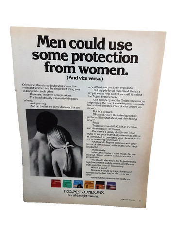 Vintage 1987 Trojan Condoms Print Ad Health Safe Protection Advertisement