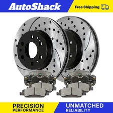 Front Drilled Slotted Brake Rotor Premium Ceramic Pad Caliper for Silverado 1500