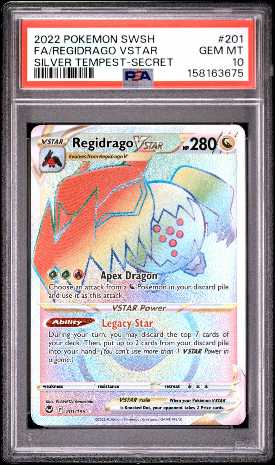 2022 Pokemon Sword & Shield Silver Tempest #201 Regidrago Vstar Secret PSA 10