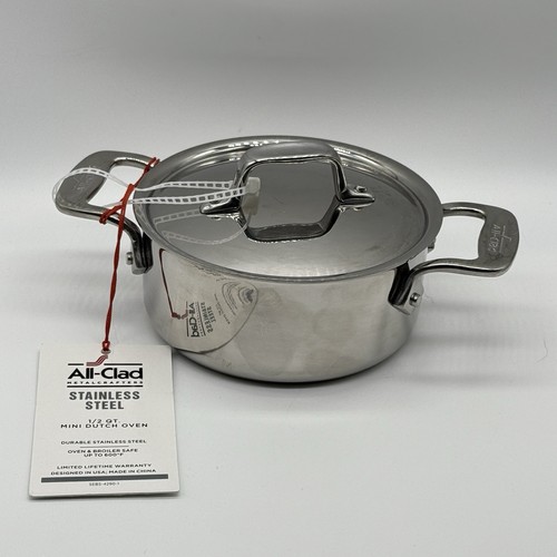 ALL-CLAD .5 qt Mini Dutch Oven Cocotte Pot w/Lid Stainless Steel NWT-New w/Tags!