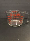 VINTAGE PYREX 4 CUP 1 QT (508 & 532) Glass Measuring Cup Set Red Lettering USA