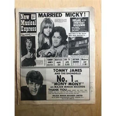 MONKEES NME MAGAZINE JUL 27 1968 MICKY DOLENZ COVER + MORE INSIDE(BEATLES/ARTHUR