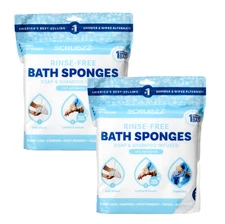 Scrubzz 50 Disposable Rinse-Free Sponges Original – No Water Bath Wipes for Adul