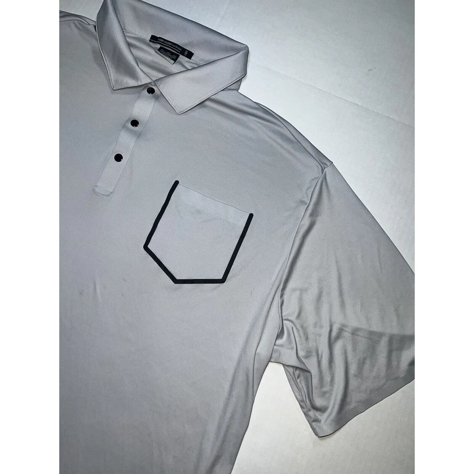 Camisa Polo Tiger Woods Platino Para Hombre Talla XXL Gris Dri-Fit Golf Botón a Presión LEER Foto 3 de 4
