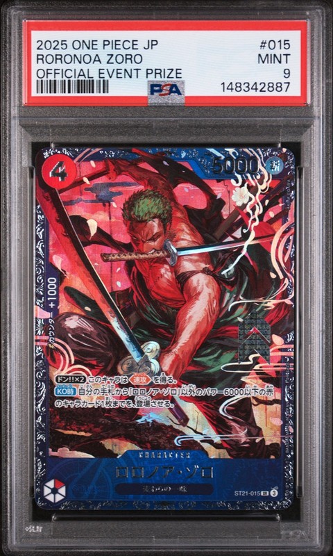 PSA 9 One Piece Card Roronoa Zoro Flagship Battle Top 8 Promo ST21-015 Japan