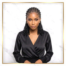Handmade Braided Wig: Cornrow Braids with Tight Curly Ends. Full Lace, Baby Hair