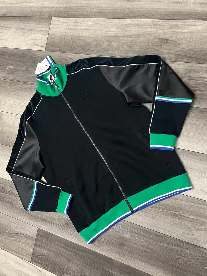 Chaqueta deportiva para hombre Puma x Big Sean T7 negra terciopelo blanco/verde/azul talla XL nueva con etiquetas Foto 2 de 4